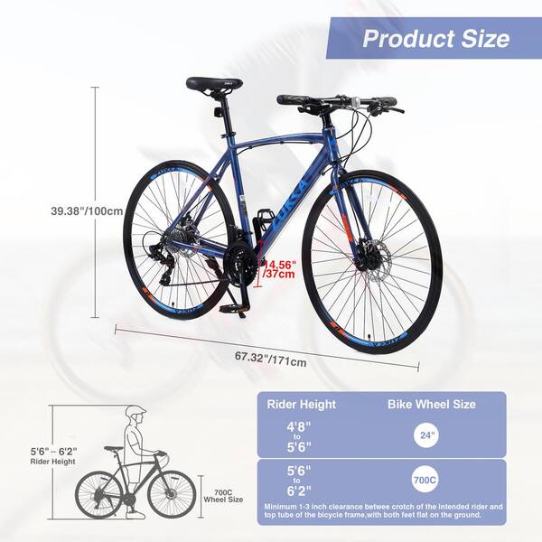 Sudzendf 28 in. Blue 24 Speed Hybrid bike Disc Brake 700C