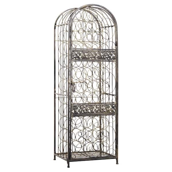 45 Bottle Wrought Iron Wine Rack Jail with Lock