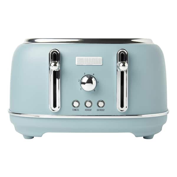 HADEN Highclere 4-Slice, Wide Slot Pool Blue Retro Toaster with Removable Crumb Tray and Adjustable Settings