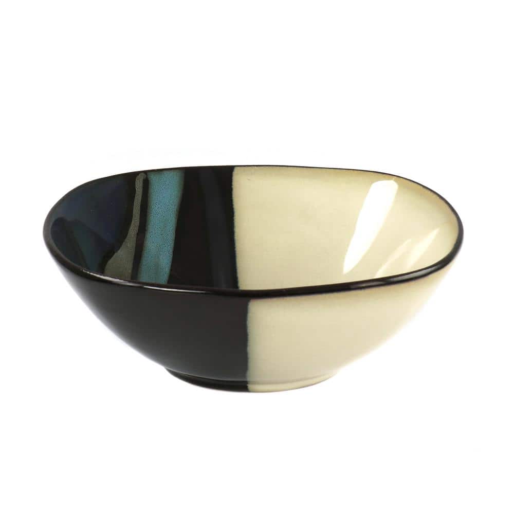Teal and Black Ceramic Square Dinnerware Set, Service for 4