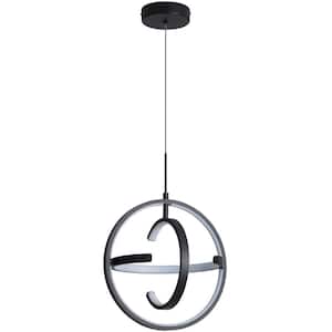 Modern 3-Light Dimmable Integrated LED Black Pendant Light Globe Chandelier Adjustable Height for Dining Room