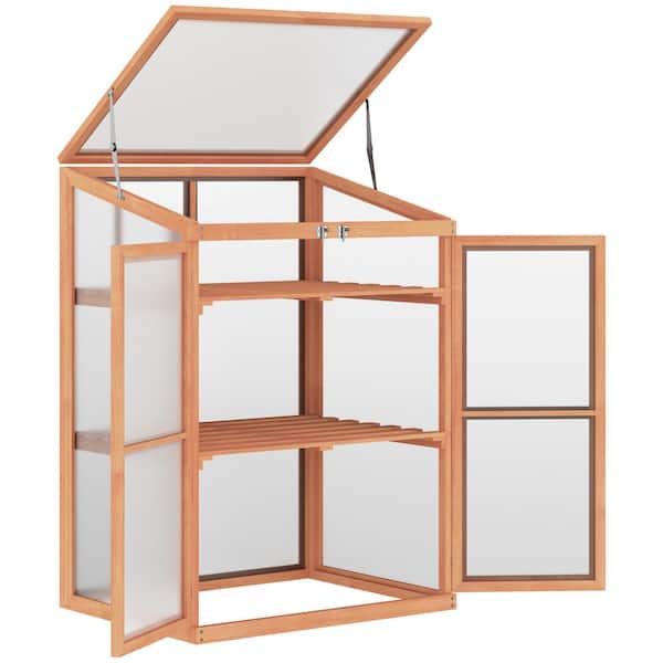 Unbranded 30 in x 24 in x 44 in Cold Wood Frame Mini Greenhouse Cabinet with Shelves
