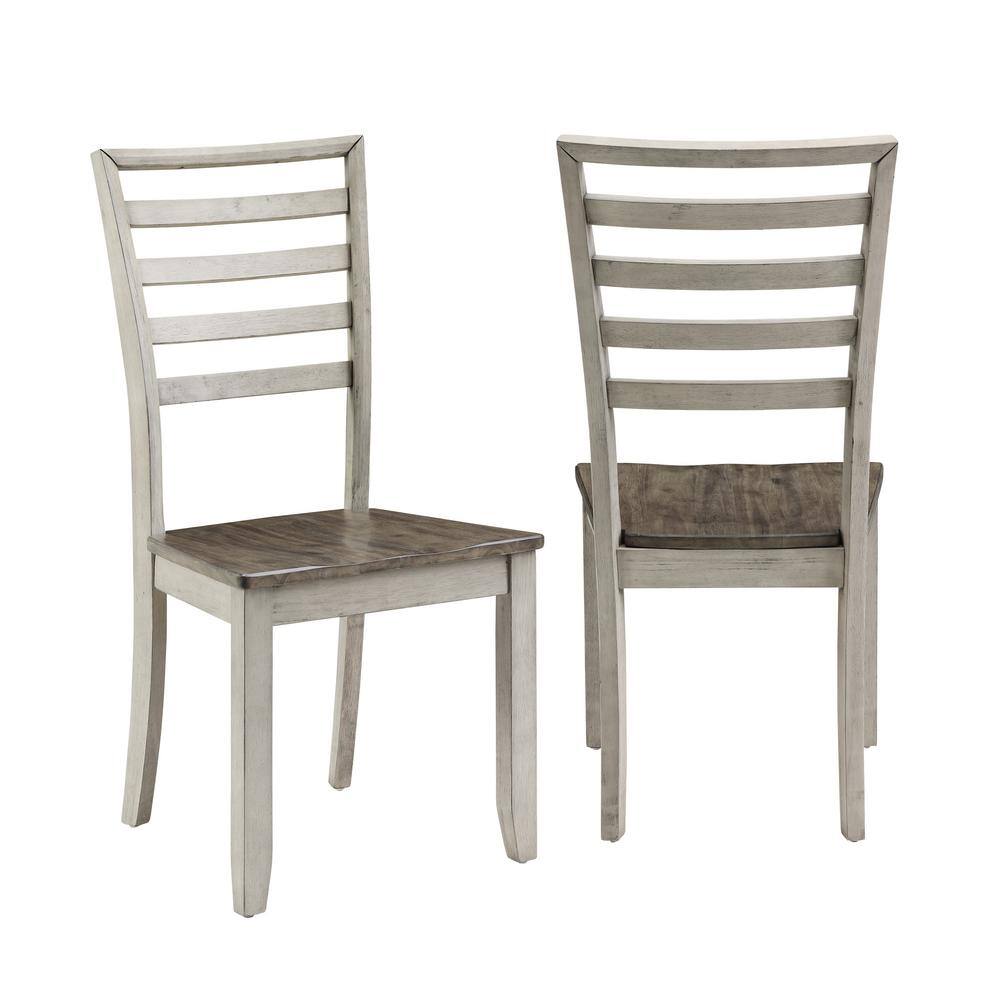 Smoky Honey Gray Ladderback Wood Side Chair Set