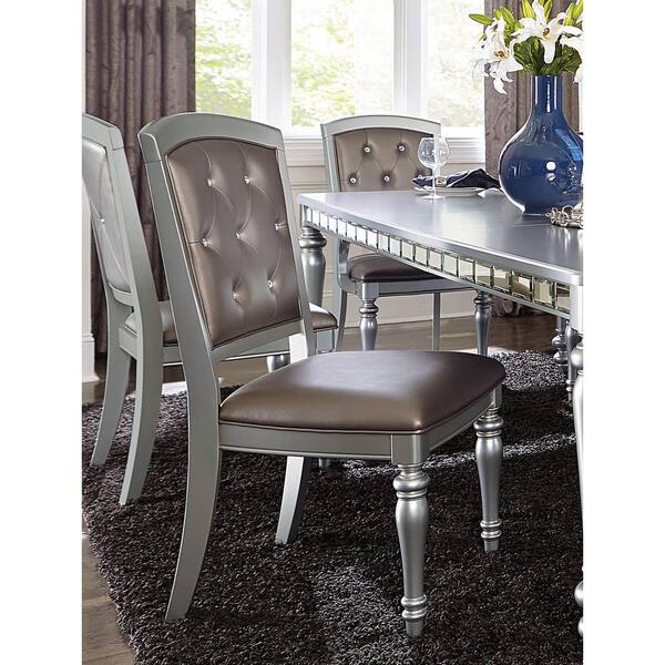 silver dining chairs set of 2