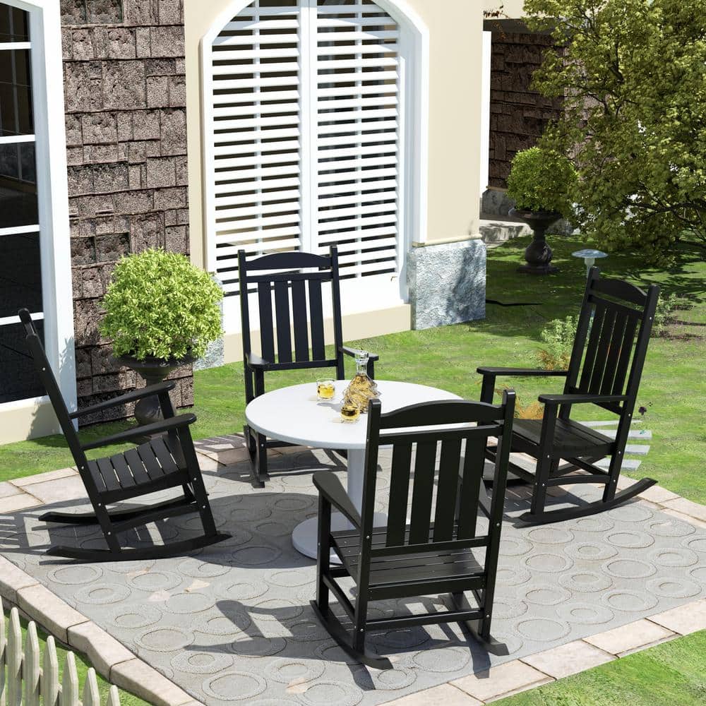 WESTIN OUTDOOR Kenly Black Classic Plastic Outdoor Rocking Chair (Set