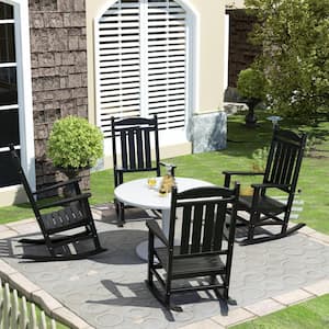 Kenly Black Classic Plastic Outdoor Rocking Chair (Set of 4)