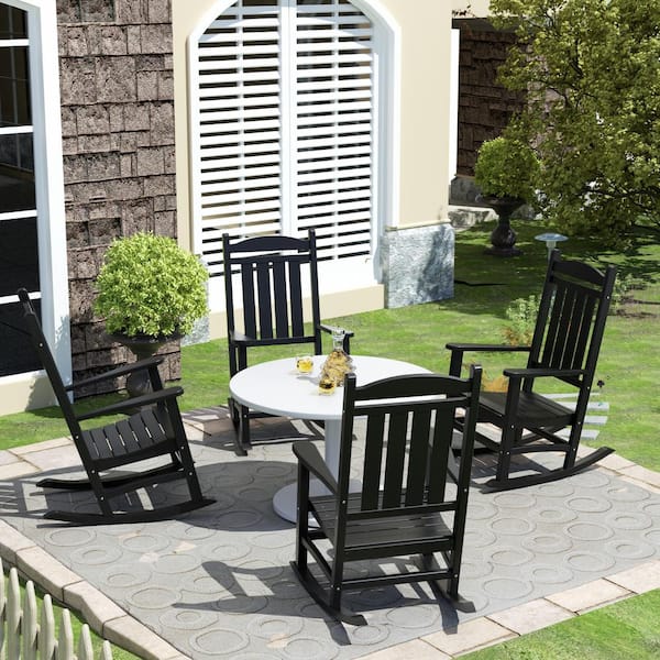 WESTIN OUTDOOR Kenly Black Classic Plastic Outdoor Rocking Chair (Set of 4)