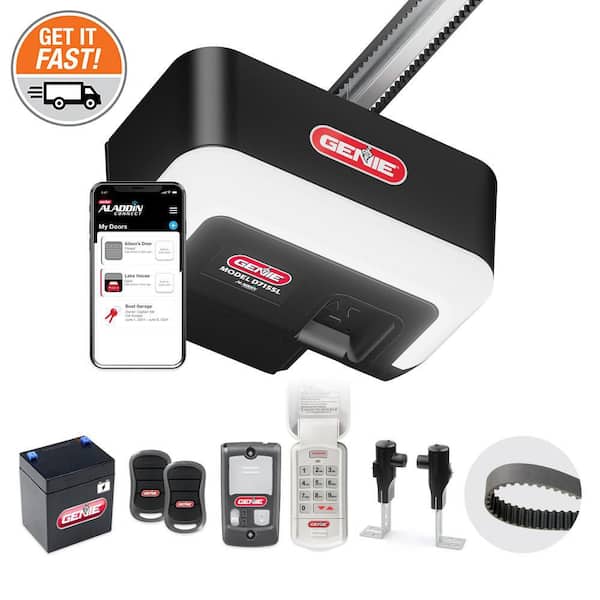 Industrial Design 1-1/4 HP Smart Belt Garage Door Opener with LED Lighting and Battery Backup