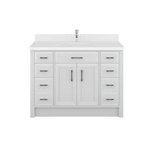 Calais 42 in. Vanity in White with Solid Surface Vanity Top