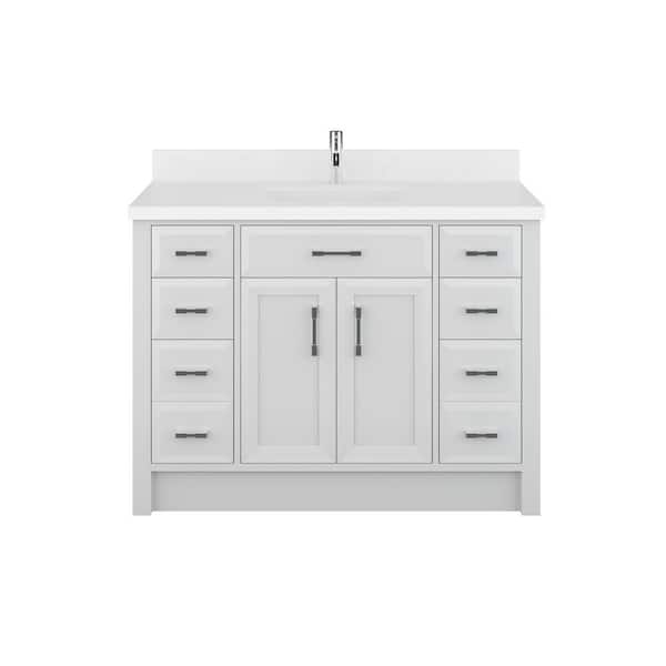ART BATHE Calais 42 in. Vanity in White with Solid Surface Vanity Top