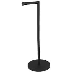 Round Free Standing Toilet Paper Holder Toilet Paper Roll Holder with Weighted Base in Brushed Matte Black