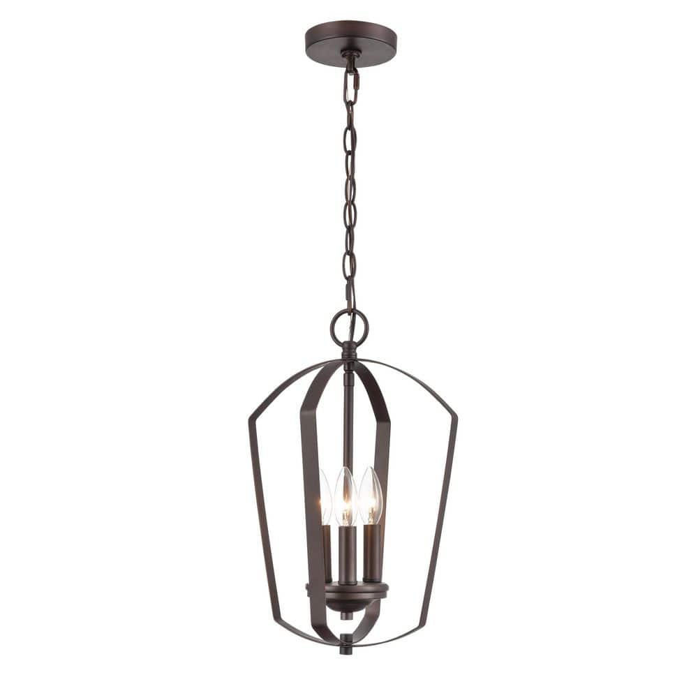 Ivey Lake Rubbed Bronze 3-Light Pendant with Etched Glass