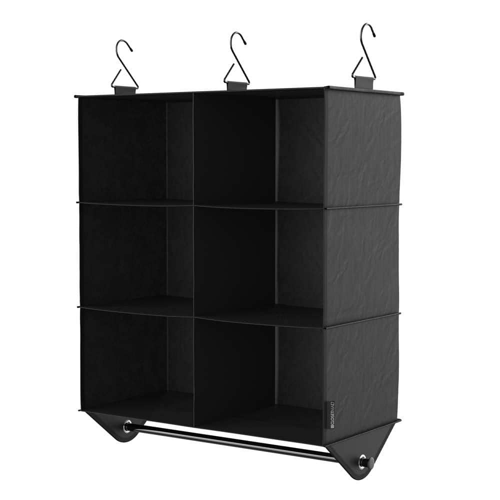  Yuyetuyo 7 Tier Hanging Closet Organizer and Storage,  Collapsible Closet Hanging Shelves with Adjustable Dividers, Hanging Shelves  for Clothing Sweaters Socks Dolls Handbags, Separable, Black : Home &  Kitchen