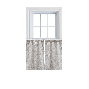 Shannon Natural Paisley Cotton 50 in. W x 24 in. L Rod Pocket Light Filtering Tiers