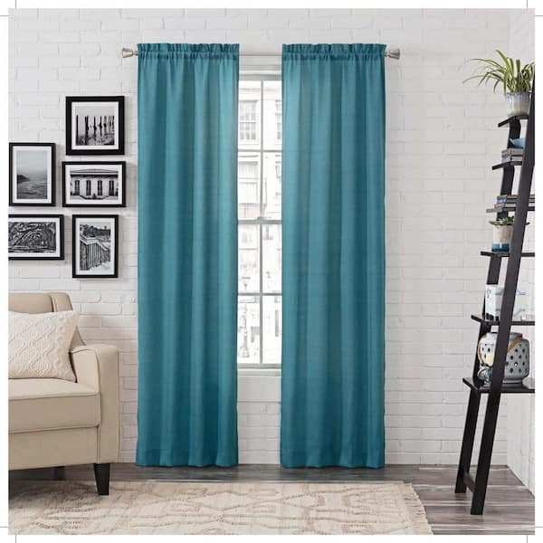 Pairs to Go Light Filtering Peacock Smooth Poly/Cotton Rod Pocket Curtain
