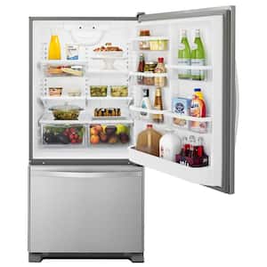 22 cu. ft. Bottom Freezer Refrigerator in Stainless Steel with Spill Guard Glass Shelves