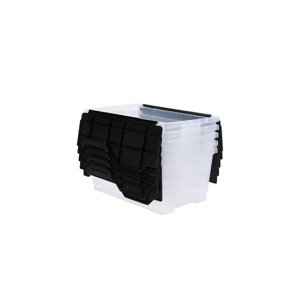 HDX Clear 5.8 Gal. Flip Top Storage Tote ST181108 - The Home Depot