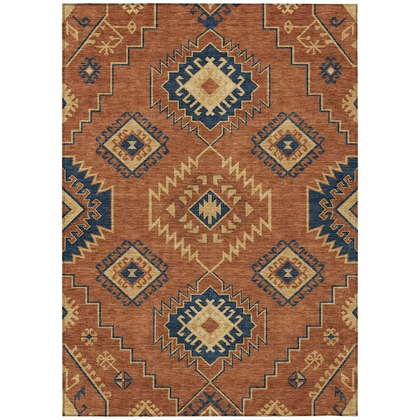 Chantille Machine Washable Indoor/Outdoor Abstract ACN3011 Rust 10 ft. x 14 ft. Area Rug