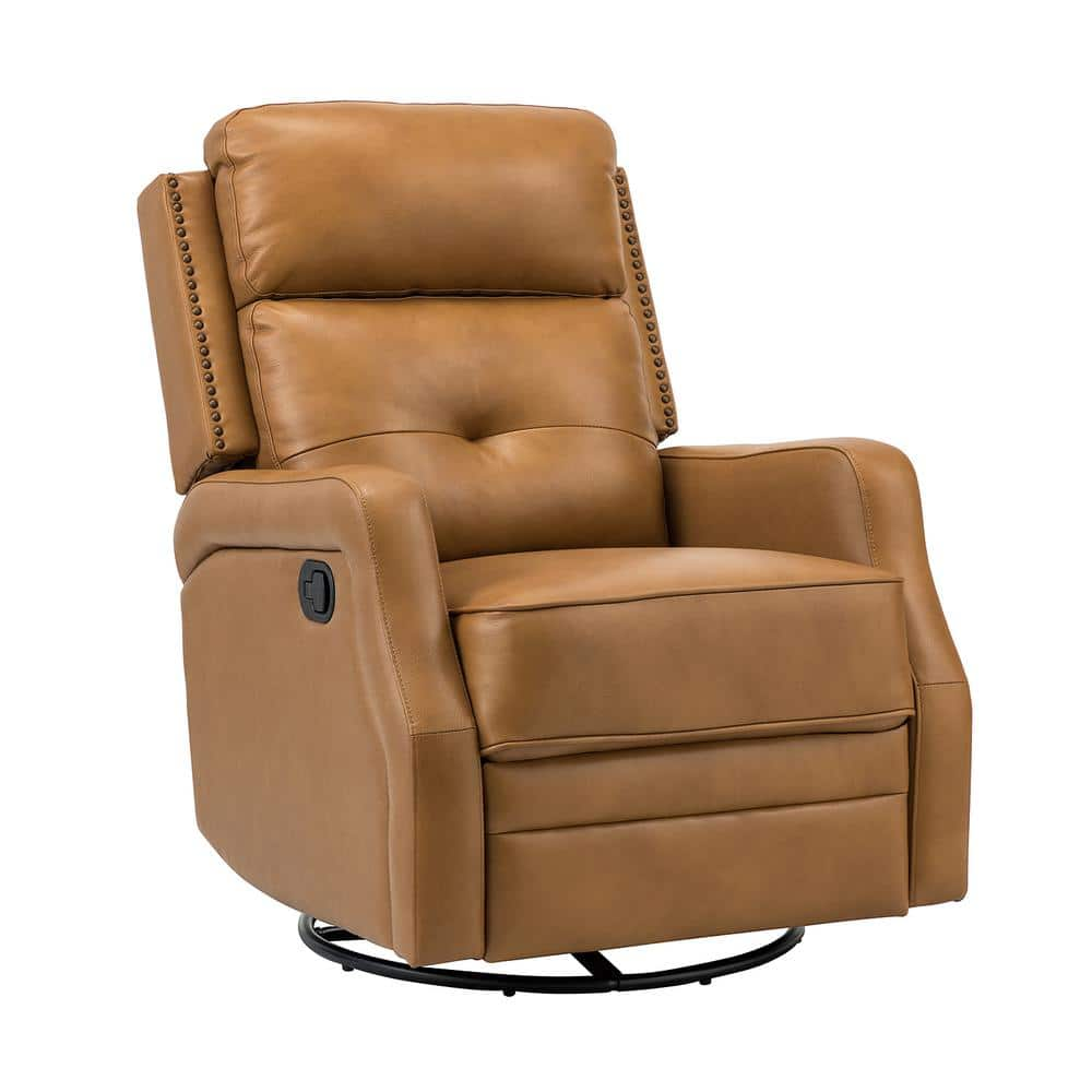 ARTFUL LIVING DESIGN Ifigenia 28.74 in. W Camel Genuine Leather Swivel ...