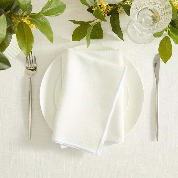 Villeroy & Boch Classic Embroidered Border Napkins, Set of 6, White - 18"W x 18"L