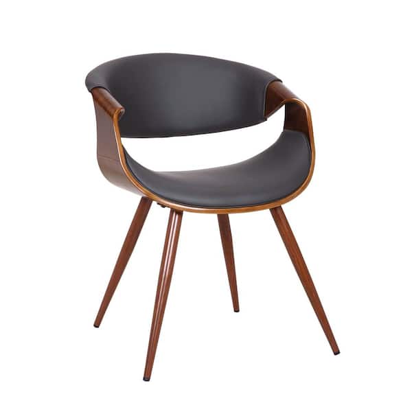 Armen Living Butterfly Walnut and Gray Fabric Mid-Century Dining Chair