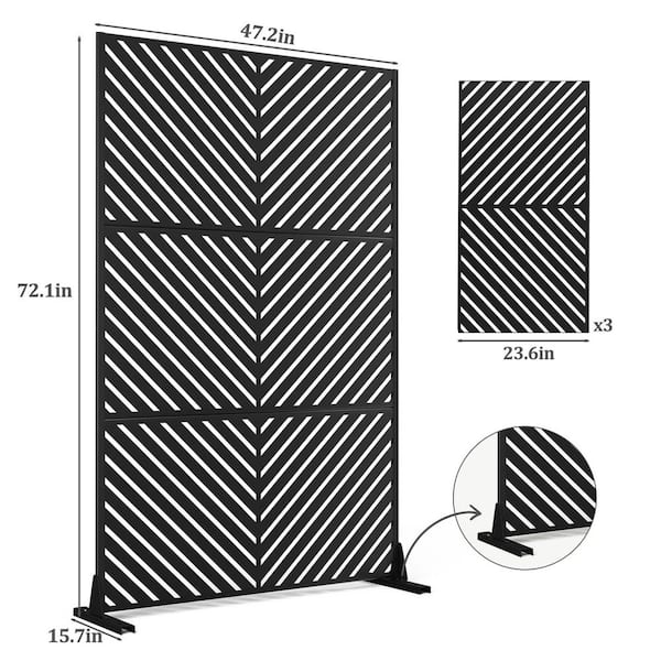 TUYOHW 72 in. H x 47 in. W Metal Privacy Screen Deck Patio Balcony
