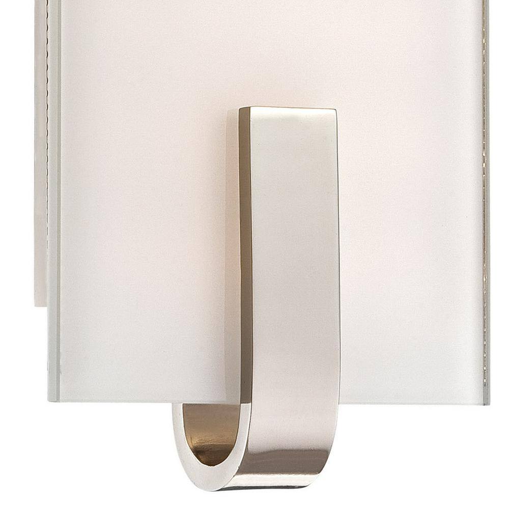 Polished Nickel LED Wall Sconce with Clear/White Glass Shade