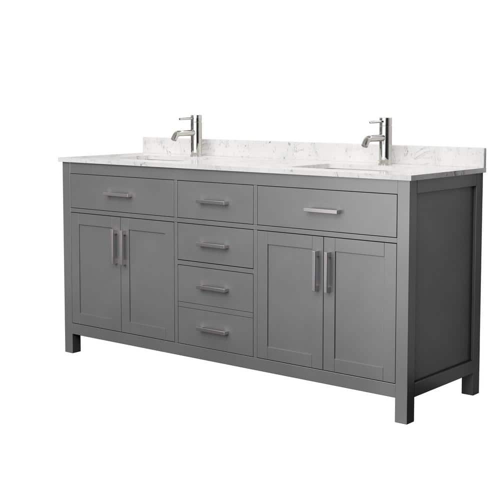 Beckett 72" Dark Gray Double Bathroom Vanity with Marble Top