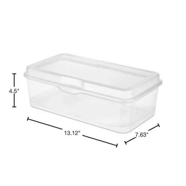 Sterilite Large FlipTop, Stackable Small Storage Bin with Hinging Lid,  Plastic Container to Organize Desk at Home, Classroom, Office, Clear,  24-Pack