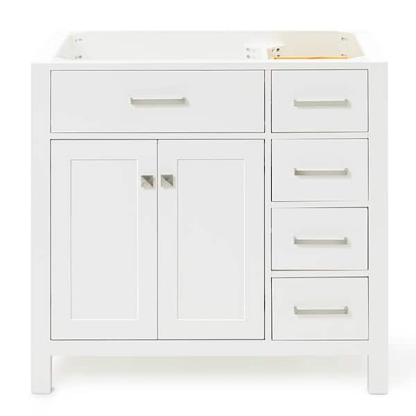 BEAUMONT DECOR Hampton 36 in. W x 21.5 in. D x 34.5 in. H Freestanding Bath Vanity Cabinet Only in White