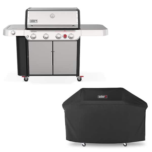 Weber Genesis S-435 4-Burner Liquid Propane Gas Grill in Stainless Steel with Grill Cover