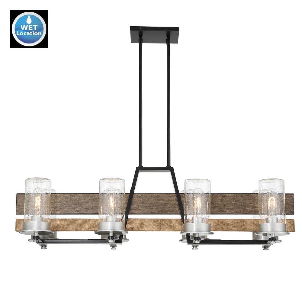 Silver Creek 8-Light Brushed Nickel and Glass Island Chandelier