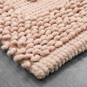 Sophie Border Pink Dusty Rose 20 in. x 32 in. Cotton Plush 2-Piece Bath Mat Set