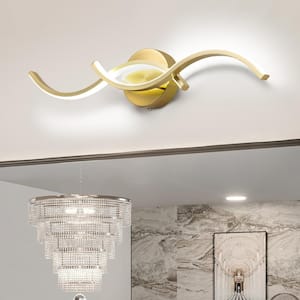 Jerico 23.6 in. 2-Light Integrated LED Gold Bathroom Vanity Light Bar with 2 Curves