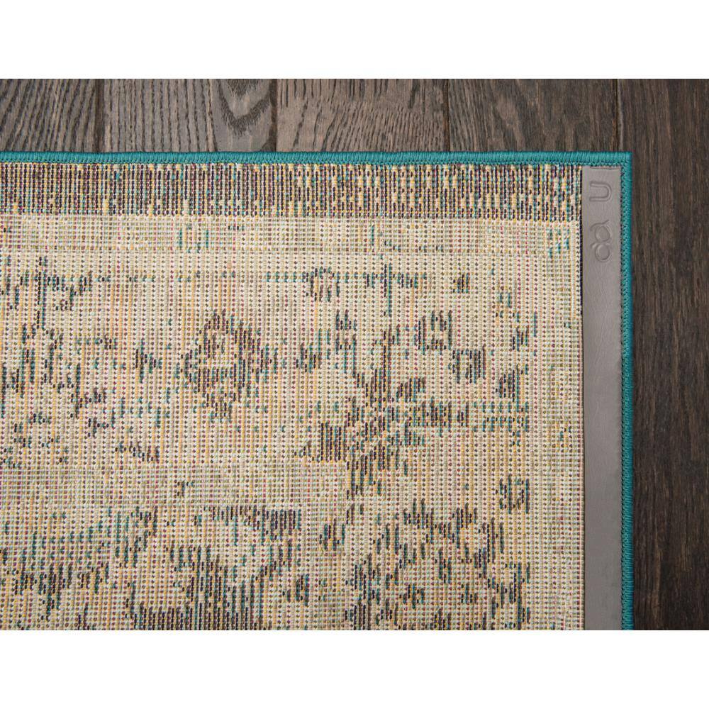 Navy Blue and Beige Floral Synthetic 10' x 14' Area Rug