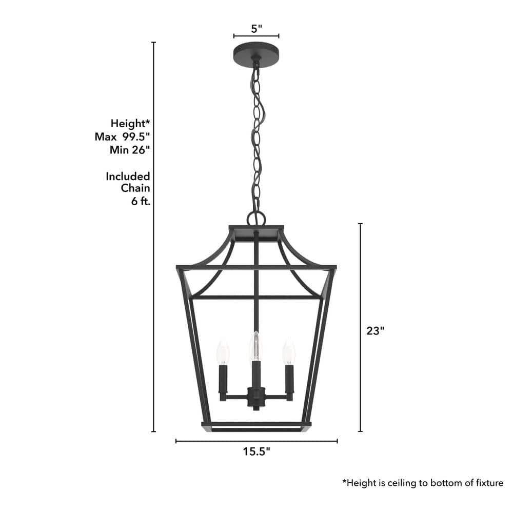 Laurel Ridge 15.5" Black Aluminum LED Lantern Pendant
