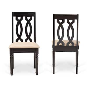 Cherese Sand and Dark Brown Dining chair (Set of 2)