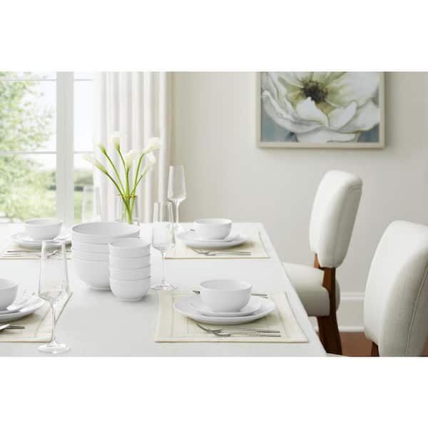 OUR TABLE Simply White Fine Ceramic 6 Piece 8 oz. Square Cup and Saucer Set  in White 985119938M - The Home Depot
