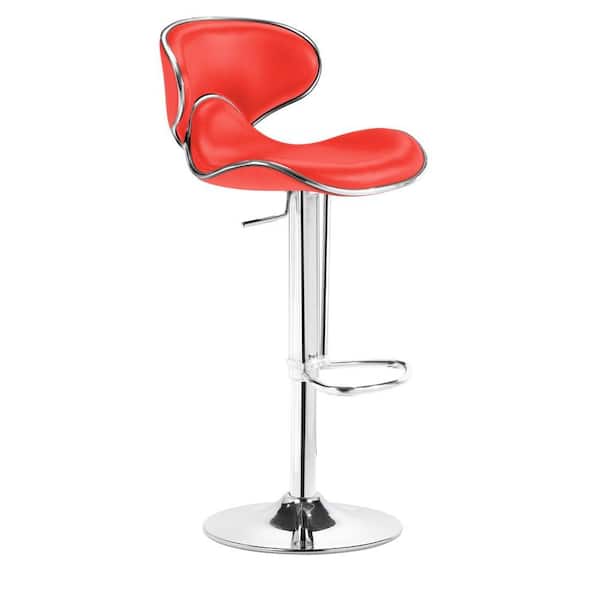 ZUO Fly Adjustable Height Red Cushioned Bar Stool