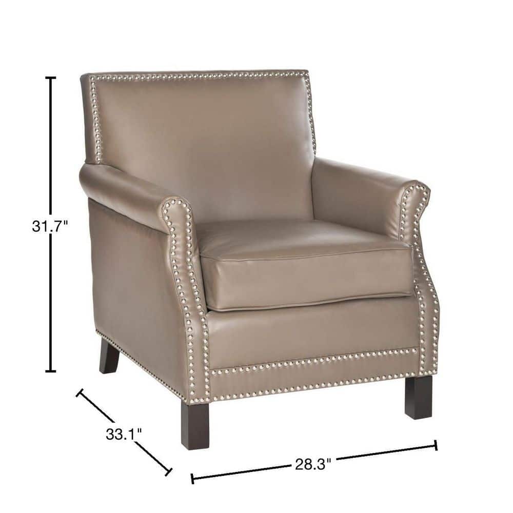 Contemporary Clay Gray Faux Leather & Wood Arm Chair