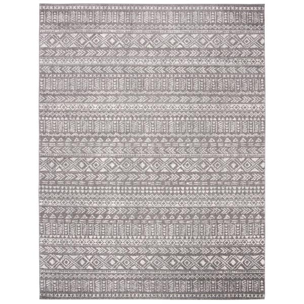 SAFAVIEH Tulum Dark Gray/Ivory 8 ft. x 10 ft. Geometric Tribal Diamond Area Rug