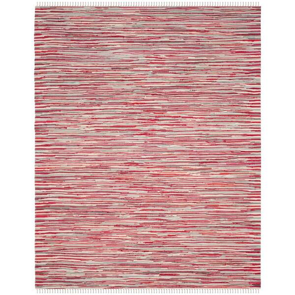 Safavieh Rag Rug Collection RAR129R Handmade Boho Stripe Cotton Area Rug 9' x 12' Multi Red Safavieh Rag Rug Collection RAR129R Handmade Boho Stripe Cotton Area Rug 9' x 12' Multi Red