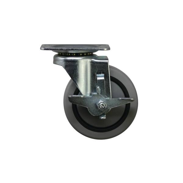 Shepherd 4 in. Gray Rubber Like TPR and Steel Swivel Plate Caster with ...