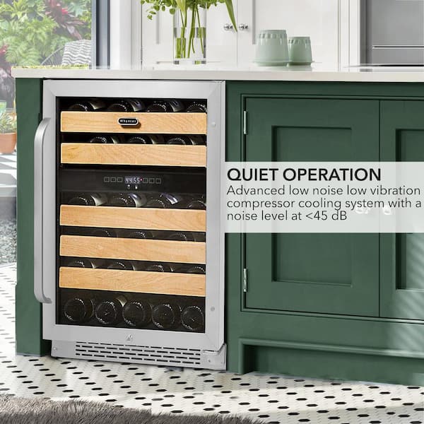 Dual Zone 24 in. 46 Bottle Built-In Wine Cooler Fridge w/ Lock Stainless Steel LED Display