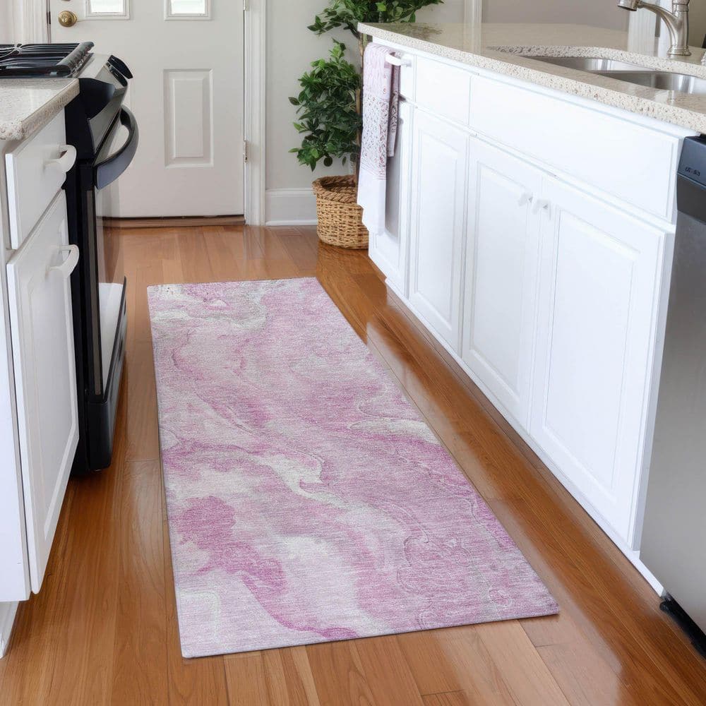 Mayfield Premium Machine Washable Abstract AMF1707 Pink 2 ft. 3 in. x 7 ft. 6 in. Runner Rug price history on PriceWatchPro