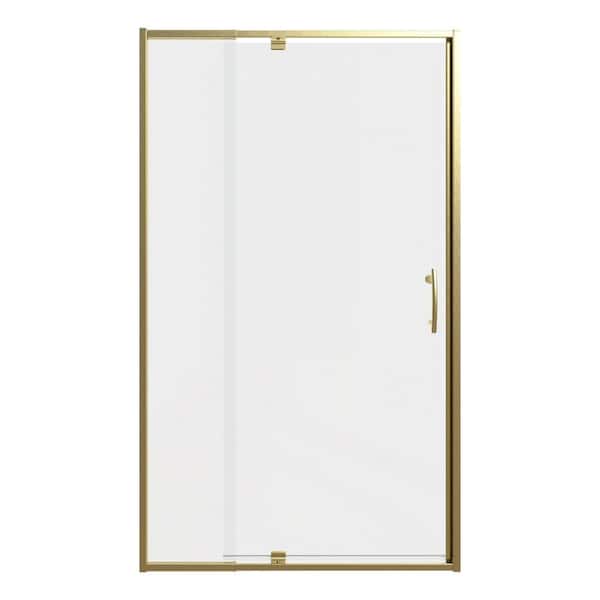 38-42 in. W x 71 in. H Pivot Swing Framed Shower Door in Brushed Gold with Clear SGCC Tempered Glass