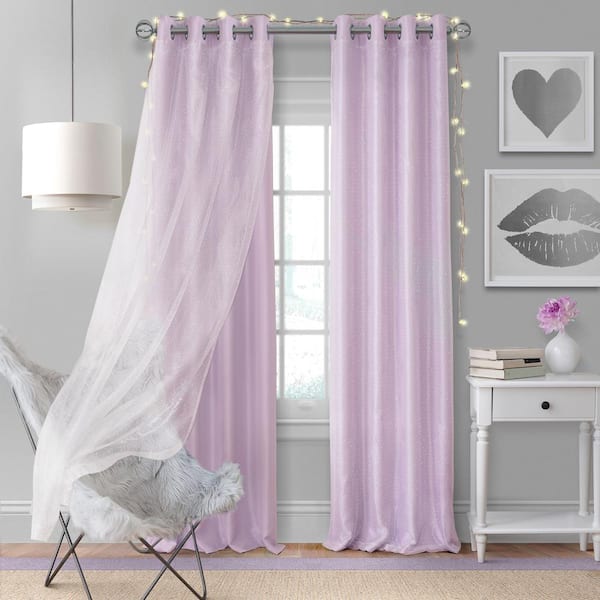 Elrene Lavender Layered Grommet Blackout Curtain - 52 in. W x 63 in. L