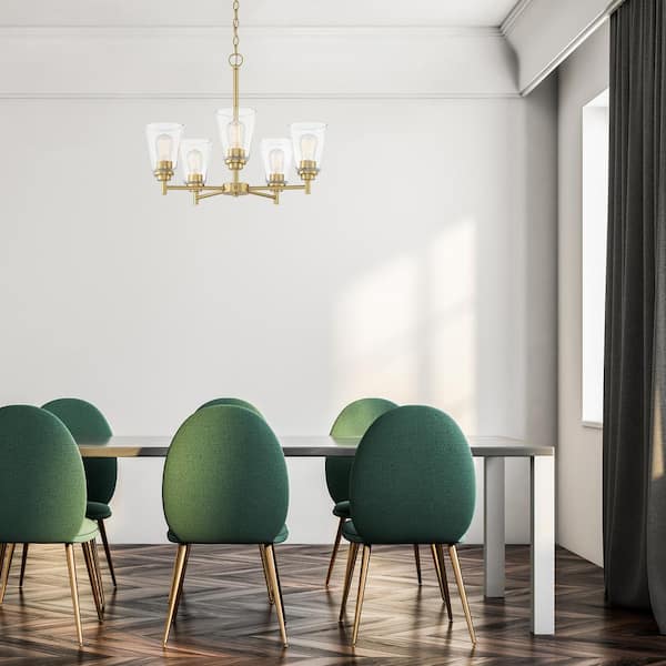 Westin 5-Light Brushed Gold Industrial Sputnik Chandelier for Dining Areas with No Bulbs Included