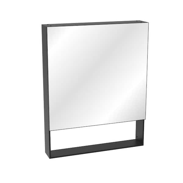 Black 24.00 in. W x 30.00 in. H Rectangular Aluminium Medicine Cabinet with Mirror and Adjustable Shelves