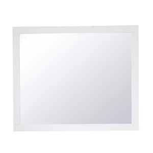 Timeless Home 30 in. W x 36 in. H x Contemporary Wood Framed Rectangle White Mirror